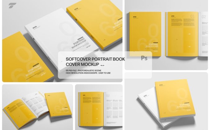 软编制肖像书模型集PSD样机素材包