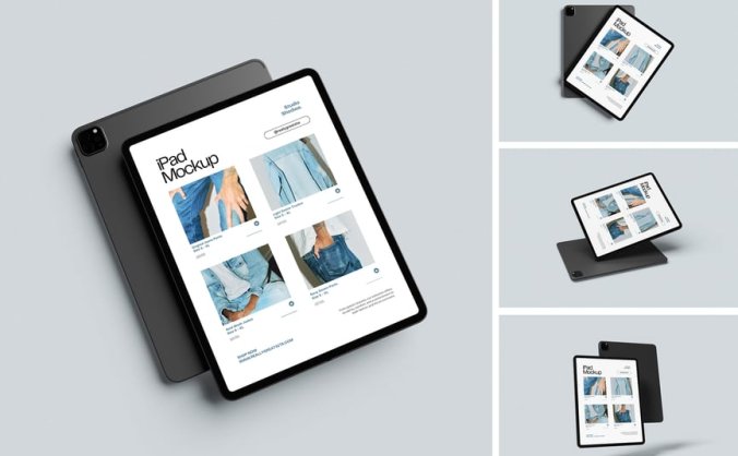 漂亮的iPad模型PSD样机素材包，多种角度高级感满满