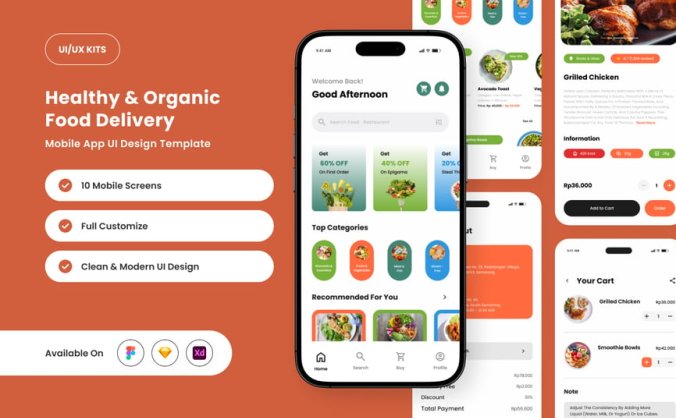 健康餐饮应用UI设计素材包:专为健身人群打造的界面解决方案