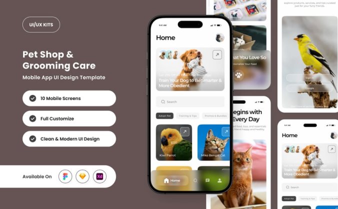 白色干净的小动物服务应用APP UI KIT