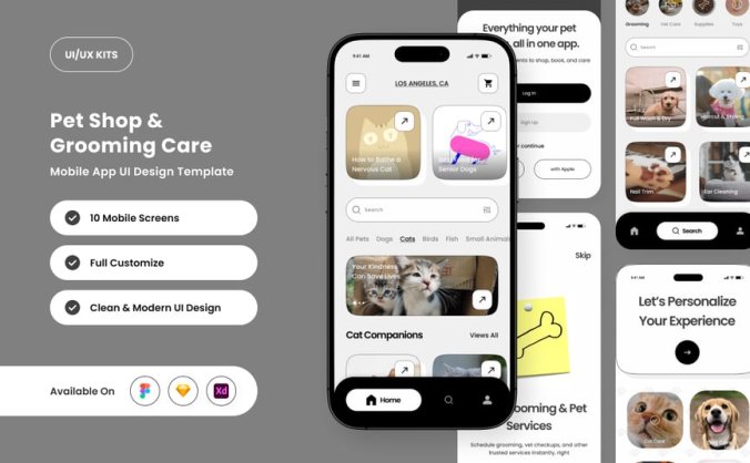 宠物商店和美容应用APP UI KIT素材包