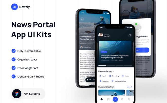 漂亮的双主题UI素材包:70多个完美在线课程APP,设计效率飙升