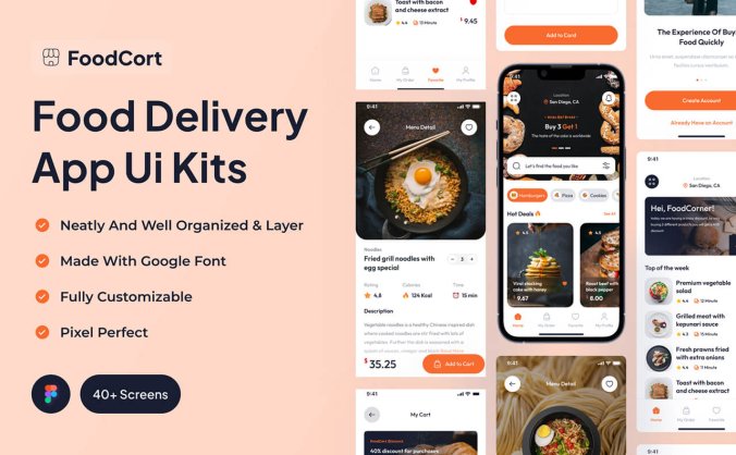 40个极简外卖餐饮设计风格 UI 素材包