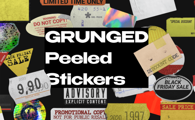 50个颗粒感撕边贴纸素材包,助你打造独特视觉作品