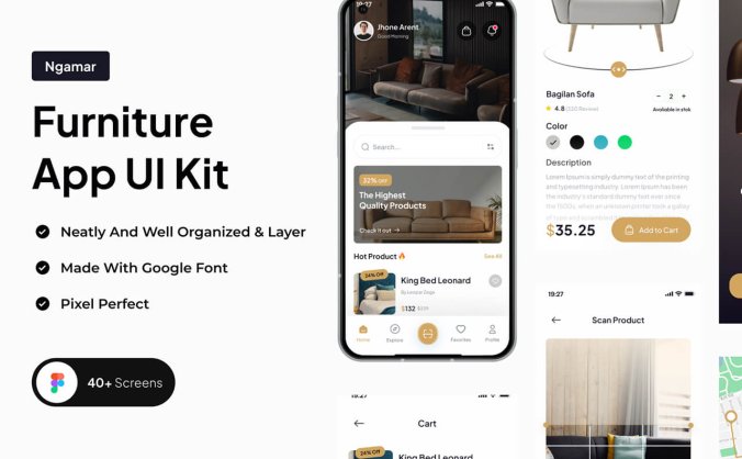 即刻打造优雅家具应用：这套国外极简风UI KIT，助你效率与美感兼得