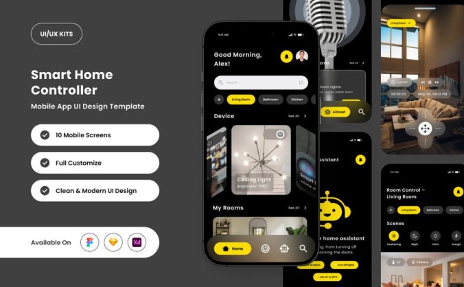 黑色智能家居主题APP UI KIT素材包