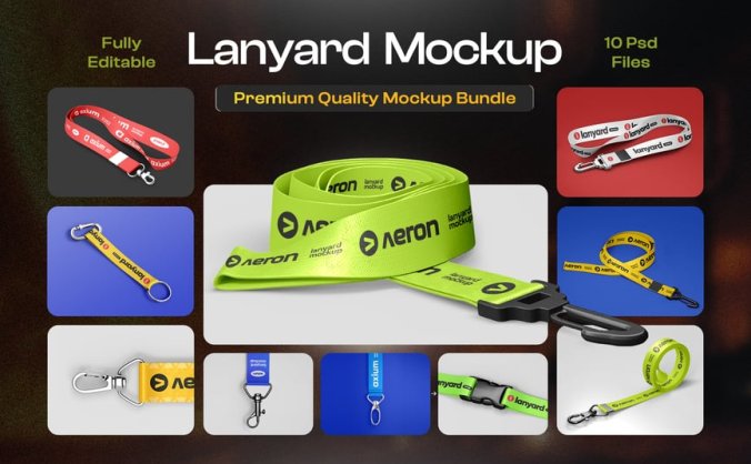 漂亮的挂绳工牌卡持有者模型PSD样机素材包