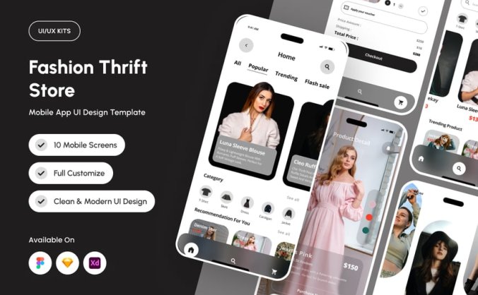 时尚的旧货购物应用APP UI KIT素材包