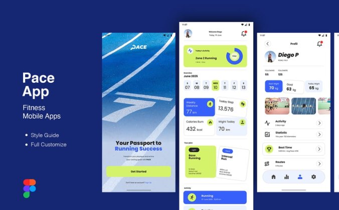 漂亮的欧美风主题健身移动应用APP UI kit素材包