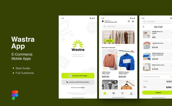 绿色简洁电商主题APP UI KIT素材包