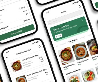 漂亮的绿色食品配送移动应用APP UI界面素材包