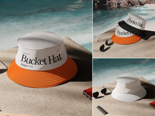 漂亮逼真的渔夫帽PSD模型素材包