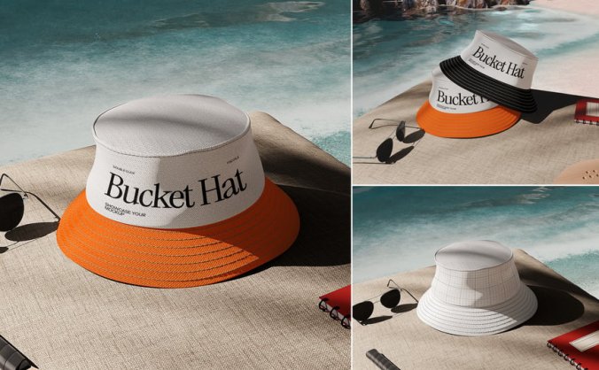 漂亮逼真的渔夫帽PSD模型素材包