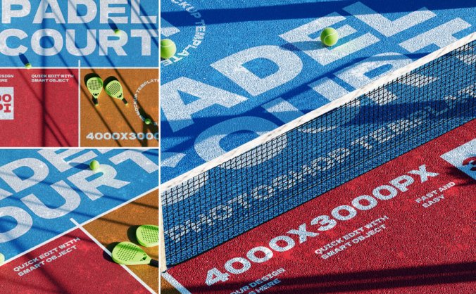 漂亮真实的网球场广告PSD样机素材包