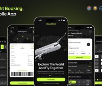 漂亮的黑色航班预订移动应用程序