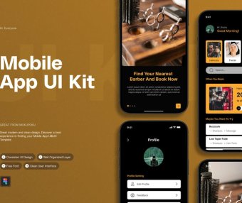 一套简洁黑色漂亮的移动应用APP UI 素材包