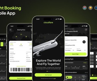 漂亮的黑色航班预订移动应用程序