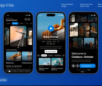 电影和电视流媒体移动应用程序APP UI界面素材包