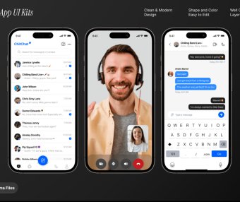 ChitChat：一款漂亮简洁的蓝色聊天和消息应用APP UI素材包