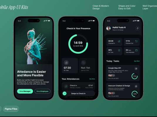 出勤监控主题移动应用APP UI Kit素材包