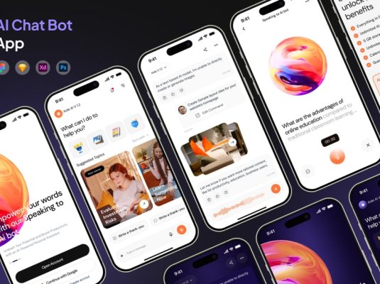 人工智能聊天机器人移动APP UI界面素材包