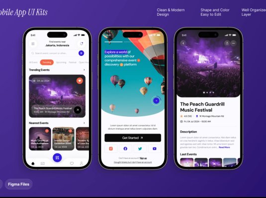 活动和门票预订移动应用程序APP UI界面素材包