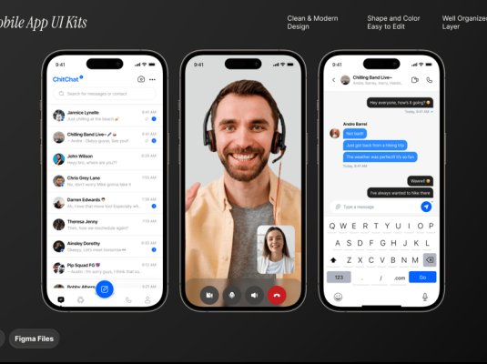 ChitChat：一款漂亮简洁的蓝色聊天和消息应用APP UI素材包