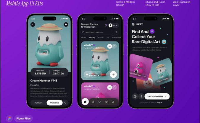 区块链艺术市场移动应用程序 UI 套件