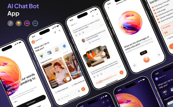 人工智能聊天机器人移动APP UI界面素材包