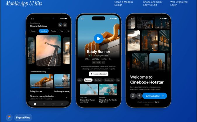 电影和电视流媒体移动应用程序APP UI界面素材包