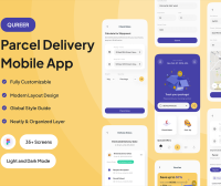 35个快递主题APP UI界面 配明暗双主题完整UI组件