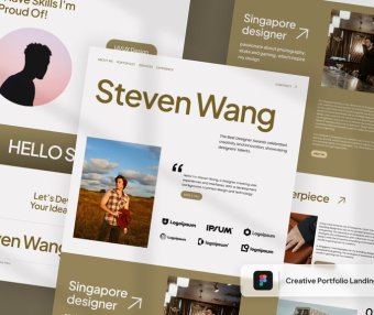 简洁金色作品集主题着陆页UI设计素材包(Figma)