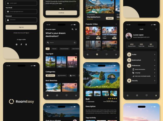 旅行预订主题移动APP UI界面素材包