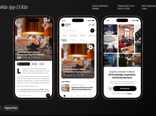 设计现代的新闻与文章移动应用 UI 组件包