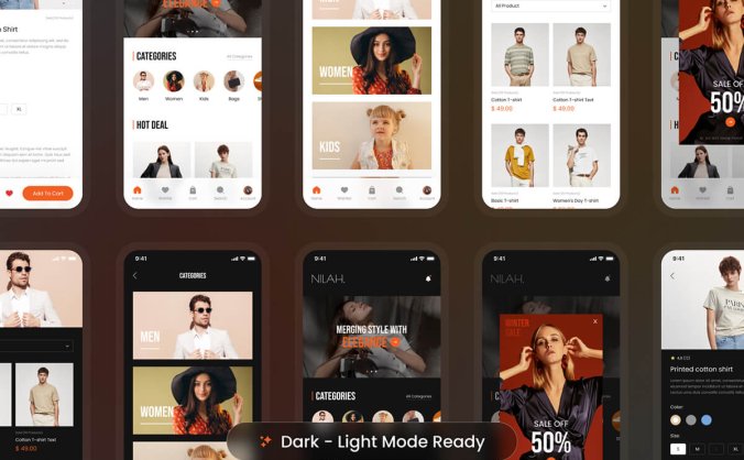 60多个极具视觉吸引力的的商品订单电商橙色UI界面素材包