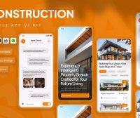 一套漂亮的橙色建筑代理移动APP UI界面素材包