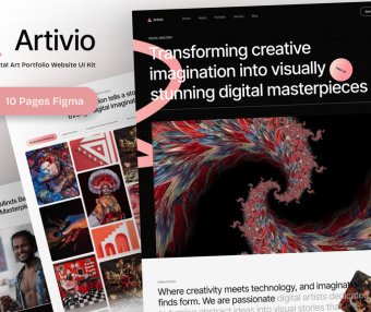 一套数字艺术作品集主题网站UI界面素材包