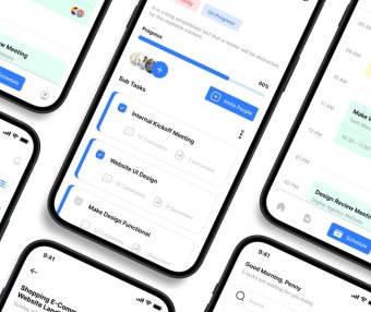 蓝色财务管理主题移动APP UI界面素材包