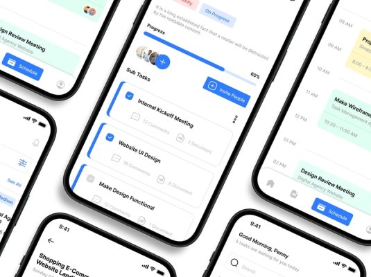 蓝色财务管理主题移动APP UI界面素材包