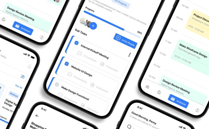 蓝色财务管理主题移动APP UI界面素材包