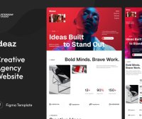 一套红黑搭配的创意机构网站UI模板素材包