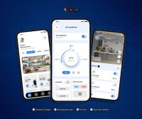 一套蓝色智能家居主题移动APP UI界面素材包