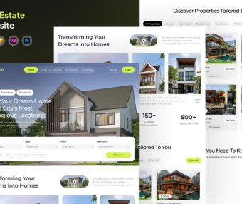 绿色房地产网站UI设计素材包