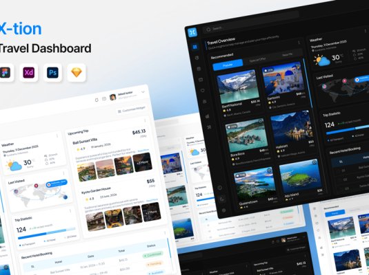一套旅行主题后台界面UI素材包