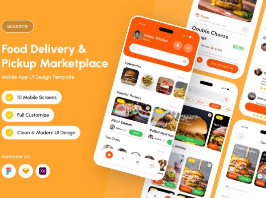 一套食品配送外卖自取平台app ui界面素材包