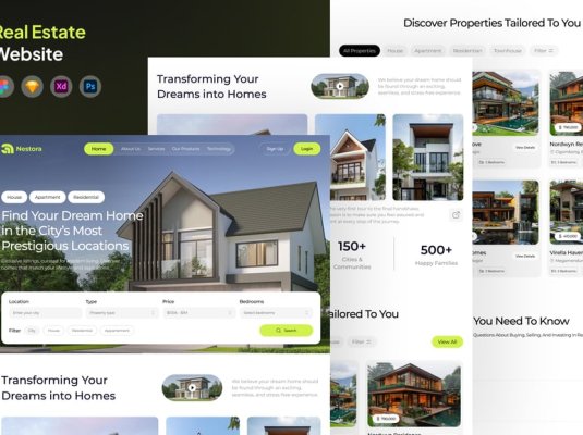 绿色房地产网站UI设计素材包