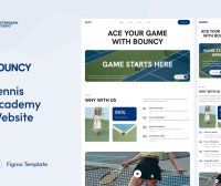 漂亮的蓝绿搭配网球学院网站UI界面素材包