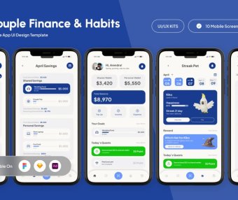一套蓝色共享金融主题APP UI界面素材包