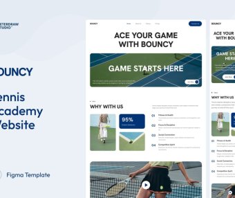 漂亮的蓝绿搭配网球学院网站UI界面素材包