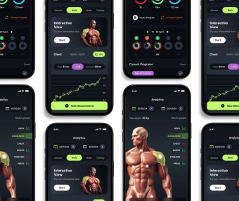 酷黑风格健身主题移动APP UI界面素材包